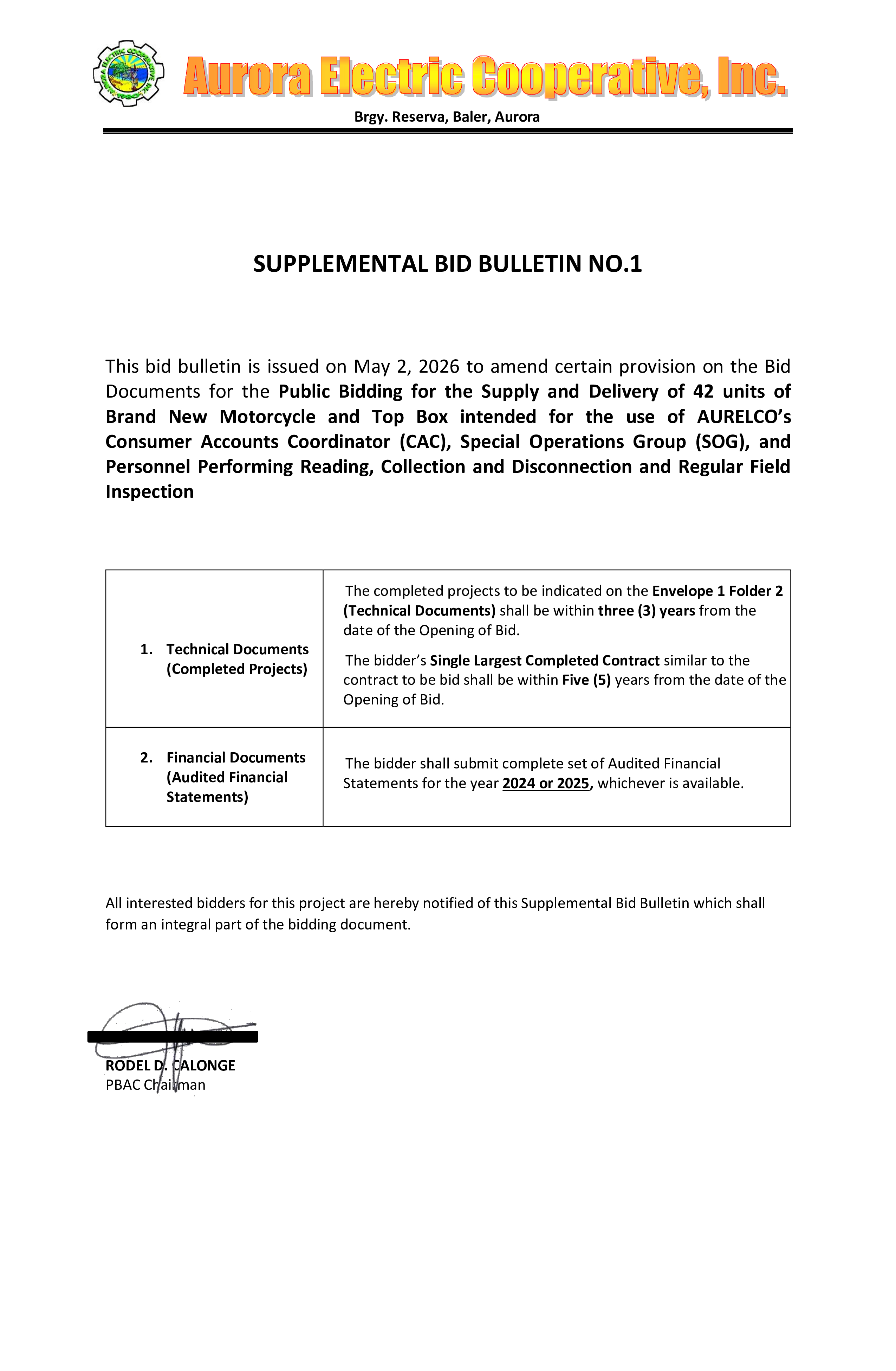 Invitation to BID